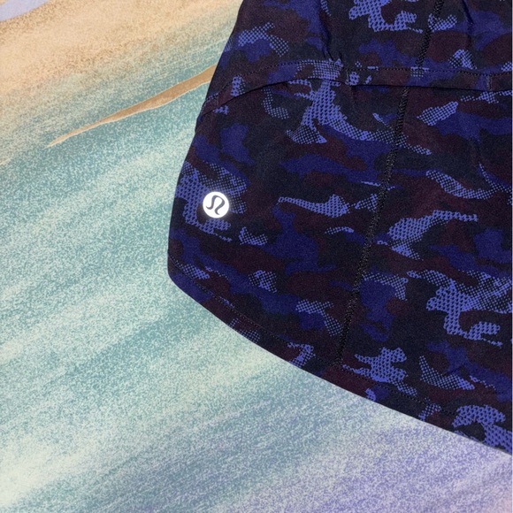 Lululemon Speed Short Mini Hounds Camo Emperor Blue Black/Black Size 4 - Picture 5 of 7